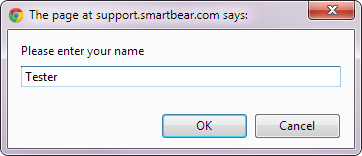 A prompt box in  Chrome browser
