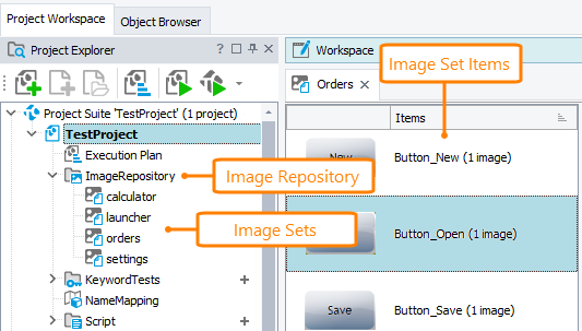 Testing Mobile Applications: Image Repository and Image Set items