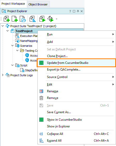 Manual synchronization with CucumberStudio