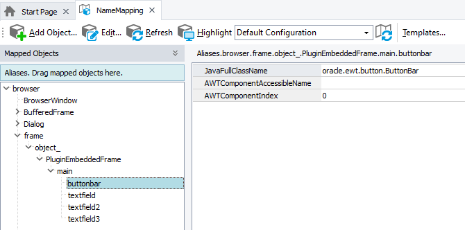 Sample Name Mapping for Oracle Forms