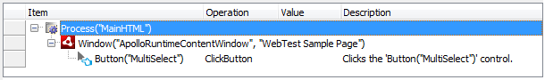 A keyword test operation over an HTML-based AIR object that is not in Name Mapping