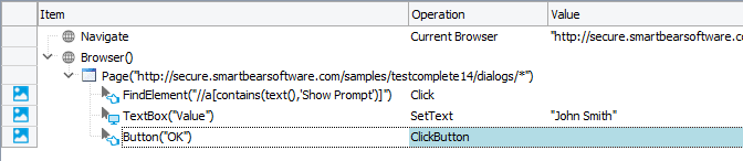 Keyword test that automates prompt box