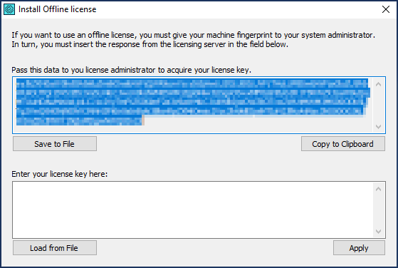 The Activate offline License dialog box