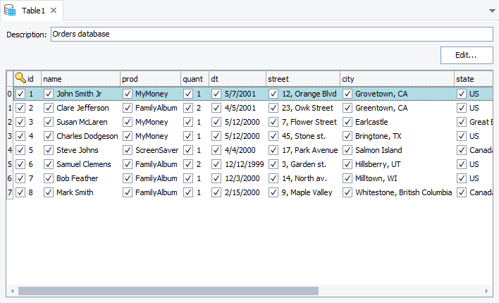 DBTable Element Editor