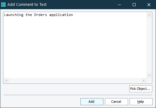 Add Comment to Test Dialog