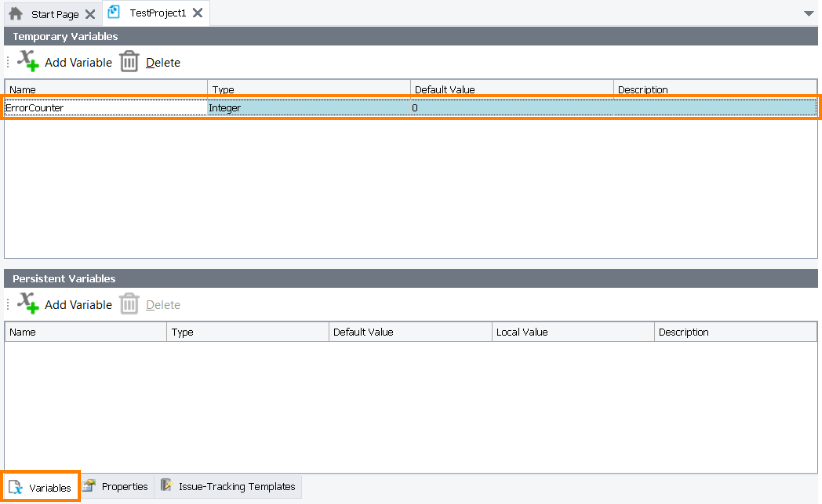 Project variable