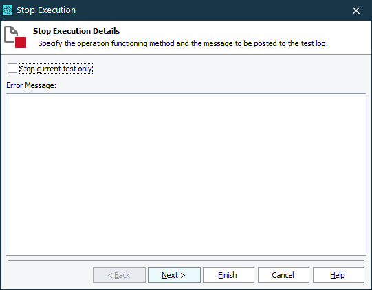 Settings of the Stop Execution operation