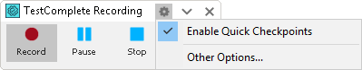 Getting Started with TestComplete (Desktop): Enabling Quick Checkpoints