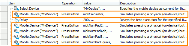 Simulating pressing physical buttons in a keyword test