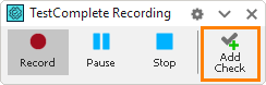 Recording toolbar: the Add Check button