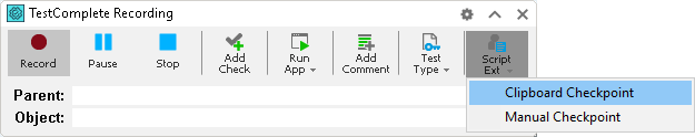 Creating clipboard chekpoints when recording a test