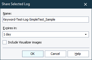 Share Selected Log dialog