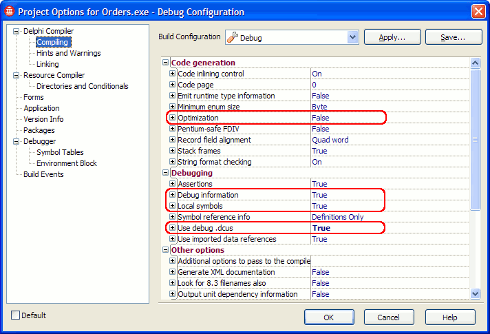 Project Options: Compiling