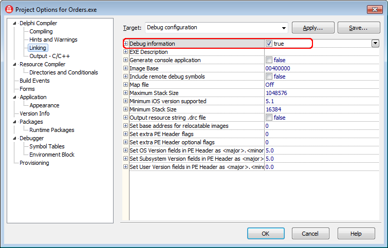 Project Options: Linking