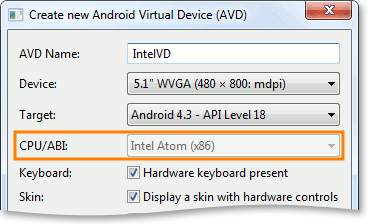 Android Virtual Device Parameters