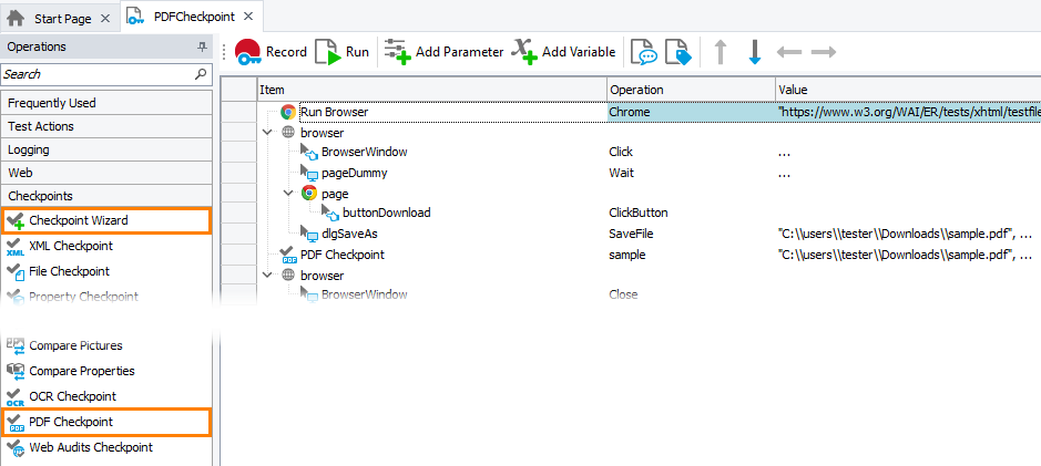 PDF Checkpoint: Adding PDF checkpoints to keyword tests