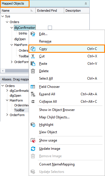 Copying mapped objects