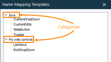 Template categories