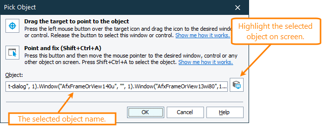 Pick Object dialog