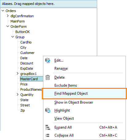 The Find Mapped Object Command