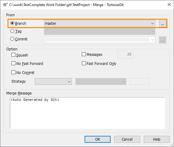 Merging branches via TortoiseGit Merge dialog