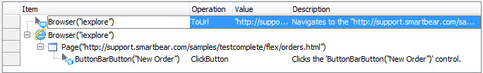 A keyword test operation over a Flash(Flex) object that is not in Name Mapping