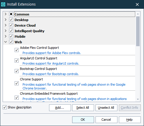 Extensions Dialog