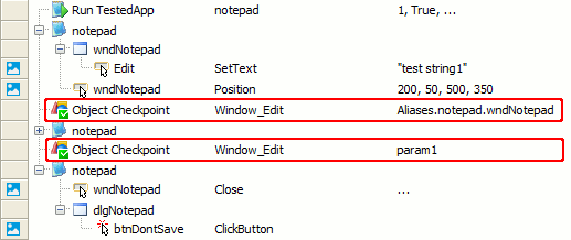 Parameterized Object Checkpoint Operation