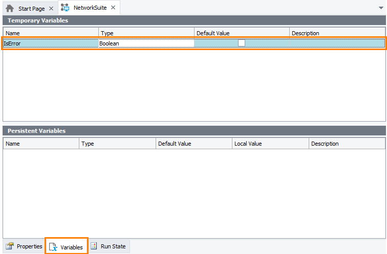 Creating a network variable