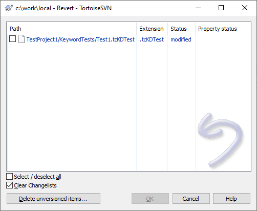 Reverting Local Changes via TortoiseSVN Revert Dialog