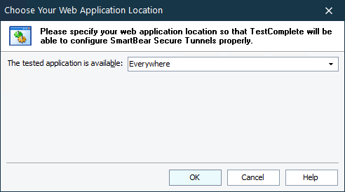 Choose Your Web Application Location dialog