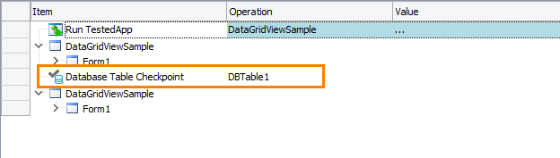 Database checkpoint in a keyword test