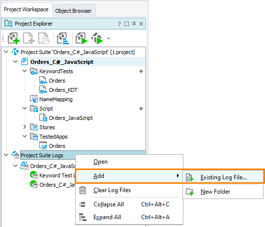 Import existing log files