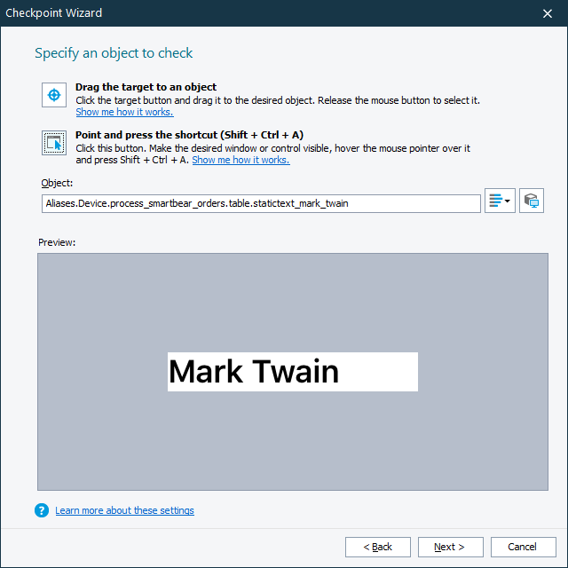 The Property Checkpoint Wizard