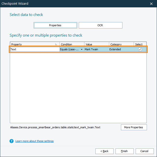 Getting Started With TestComplete (iOS): The Property Checkpoint Wizard