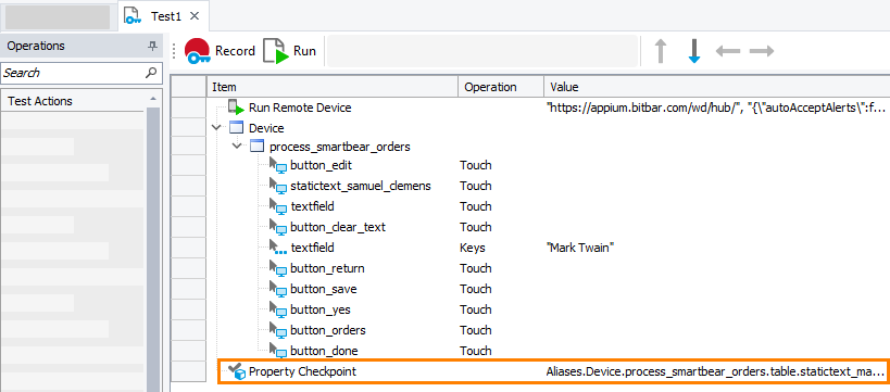 Getting Started With TestComplete (iOS): Property checkoint