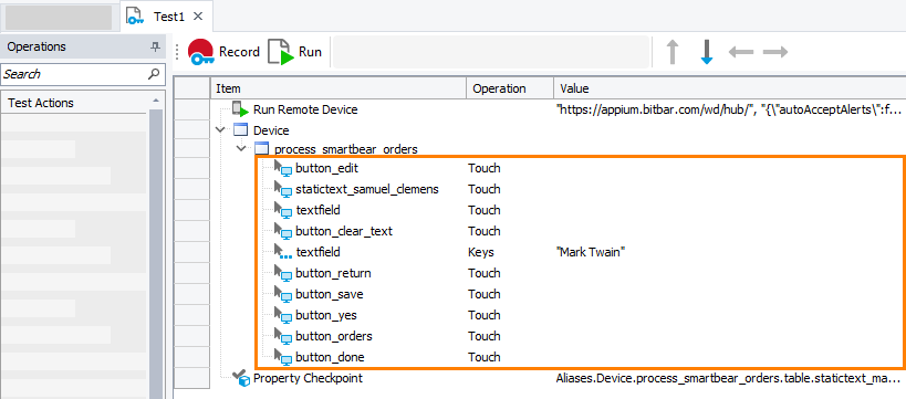 Getting Started With TestComplete (iOS): User actions