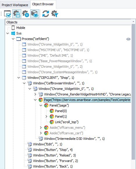 A CEF-based application in the Object Browser A CEF-based application in the Object Browser