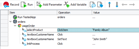 A sample keyword test recorded against an Electron application A sample keyword test recorded against an Electron application