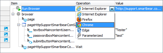 Selecting a web browser for a test run Selecting web browser for test run