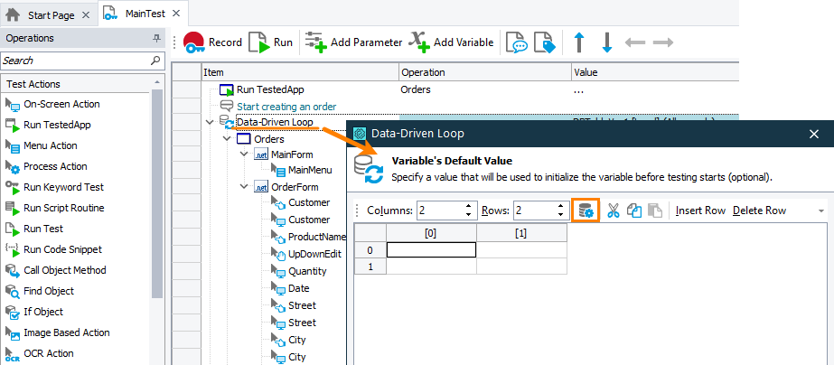 Opening the data generator Opening the data generator