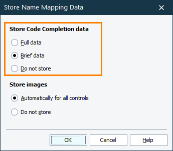 The Store Code Completion Data section of the Store Name Mapping Data dialog The Store Code Completion data section of the Store Name Mapping Data dialog