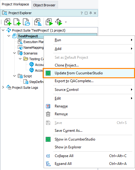 Manual synchronization with CucumberStudio Manual synchronization with CucumberStudio