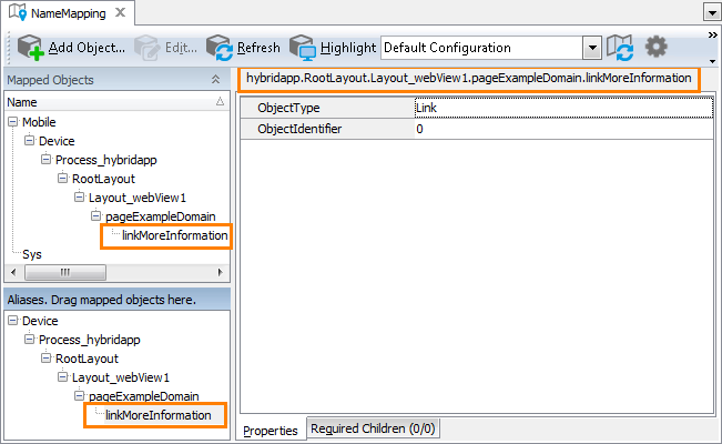 Hybrid application testing: Name Mapping editor Hybrid applications testing: Name Mapping editor