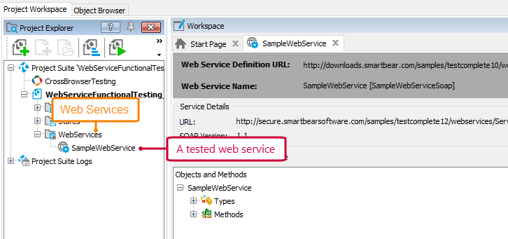 The Web Services collection and its items The Web Services collection and its items