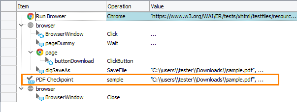 PDF Checkpoint PDF Checkpoint in a keyword test