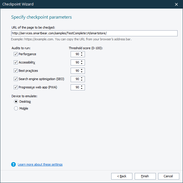 Web Audits Checkpoints: Specifying Audits Web Audits Checkpoints: Specifying Audits