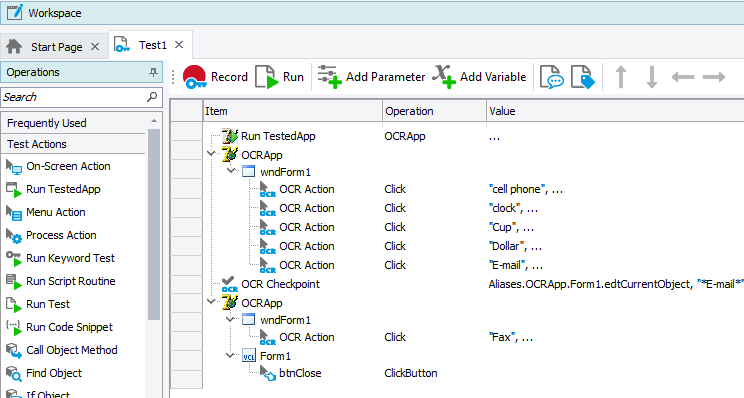 Recorded keyword test that uses optical character recognition Recorded keyword test that uses optical character recognition