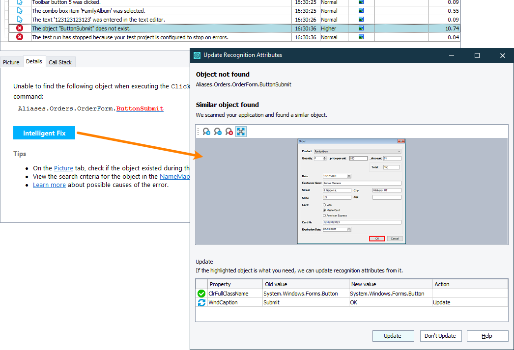 Click Intelligent Fix to view and update recognition attributes Click Intelligent Fix to view and update recognition attributes