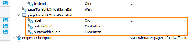 The item operations Getting Started with TestComplete (Web): The item operations